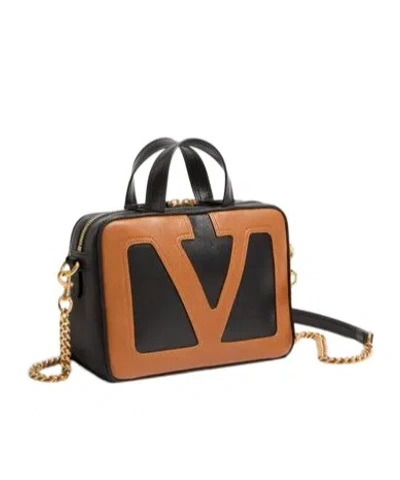 Valentino Viva Superstar Small Vlogo Leather Duffle Top-handle Bag In Brown