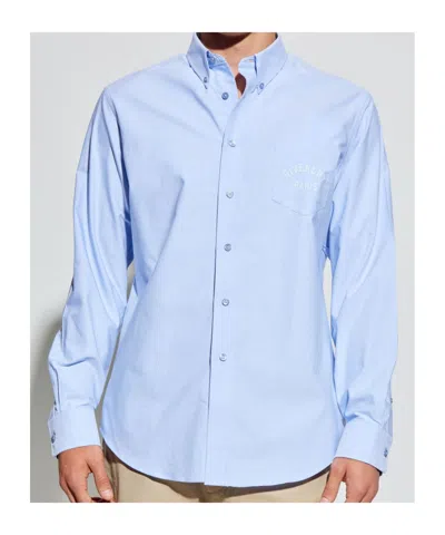 Givenchy Button-down Shirt With Pointed Collar And Embroidered Detail In Blue