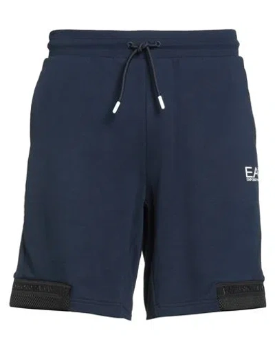 Ea7 Man Shorts & Bermuda Shorts Navy Size Xl Cotton, Polyester, Elastane, Polyamide In Blue