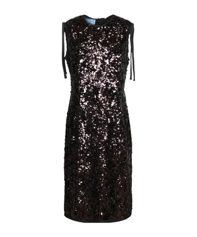 Prada -inspired Sequin Mini Dress With Silk Lining In Black