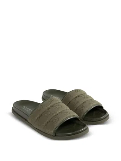 Gucci Green Shoes Sandals In Gray