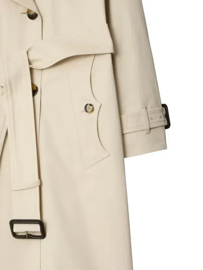 Burberry Light Beige Cotton Fitzrovia Trench Coat Women In Neutral