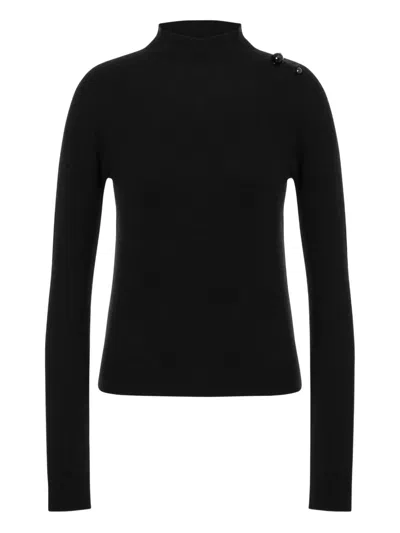 Alberta Ferretti Mock Neck Long Sleeve Knitwear With Buttons In Black