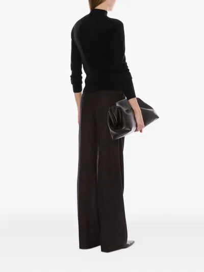 Alberta Ferretti Mock Neck Long Sleeve Knitwear With Buttons In Black