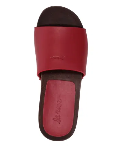 La Rose Studded Leather Clogs In Red