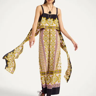 La Doublej Slip-around Floral-print Maxi Dress In Green