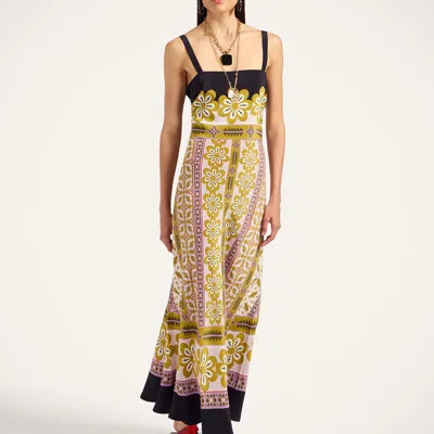 La Doublej Slip-around Floral-print Maxi Dress In Green