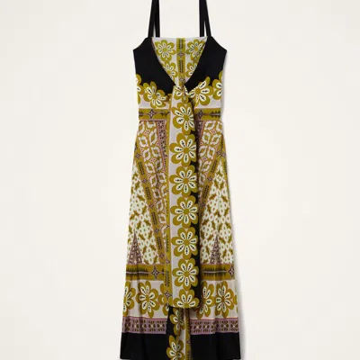La Doublej Slip-around Floral-print Maxi Dress In Green
