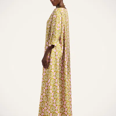 La Doublej La Double J Muumuu Printed Silk-twill Maxi Dress In Pink