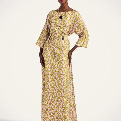 La Doublej La Double J Muumuu Printed Silk-twill Maxi Dress In Pink