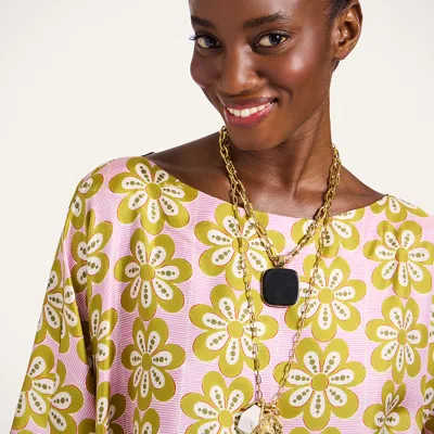 La Doublej La Double J Muumuu Printed Silk-twill Maxi Dress In Pink