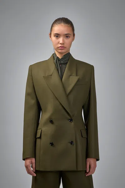 Alaïa Alaia Double-breasted Olive Green Wool Jacket Women In Brown