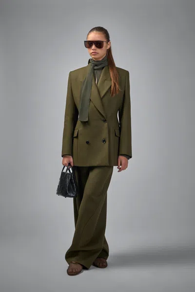 Alaïa Alaia Double-breasted Olive Green Wool Jacket Women In Brown