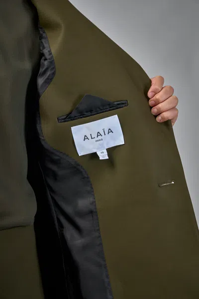 Alaïa Alaia Double-breasted Olive Green Wool Jacket Women In Brown