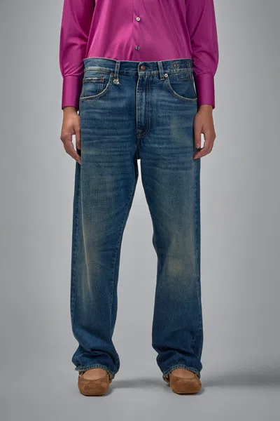 R13 Charlotte Distressed High-rise Bootcut Jeans In Blue