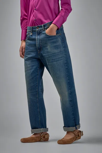 R13 Charlotte Distressed High-rise Bootcut Jeans In Blue
