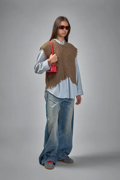 R13 Paint-splatter Chambray Shirt In Blue