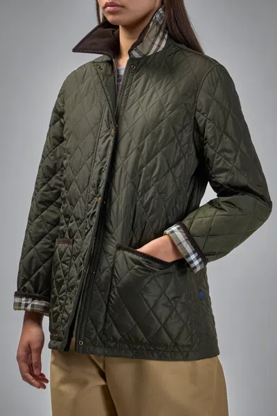 Burberry Cropped Quilted Nylon Jacket In Green