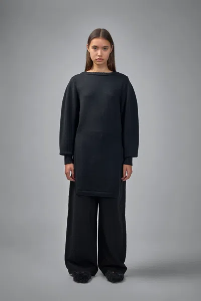 Lemaire Black Solid Round Neck Sweater In Black