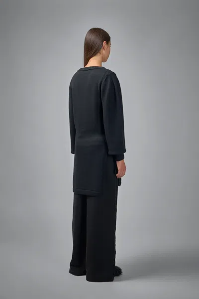Lemaire Black Solid Round Neck Sweater In Black