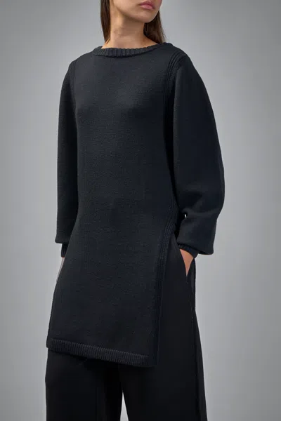 Lemaire Black Solid Round Neck Sweater In Black