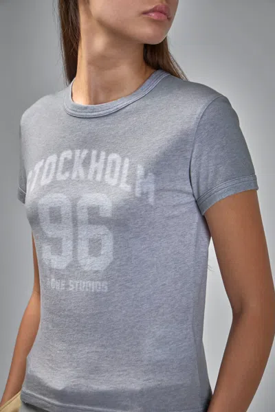 Acne Studios Sprayed Vintage Logo T-shirt In Gray