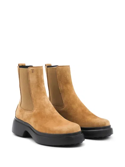 Tod's Camel Suede And Leather Boots In Brown