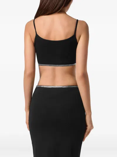 Philipp Plein Mini Tank Top Elastic Strass Signature In Black