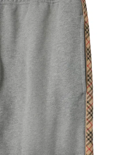 Burberry Cotton Check-stripe Slim Sweatpants In Gray
