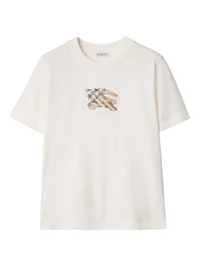 Burberry White T-shirt With Ekd In White