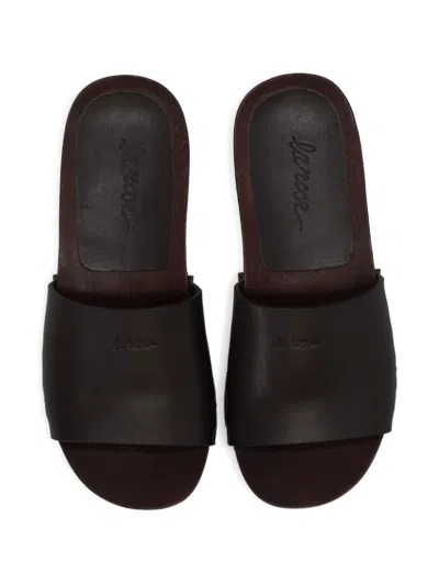 La Rose Studded Leather Clogs In Brown