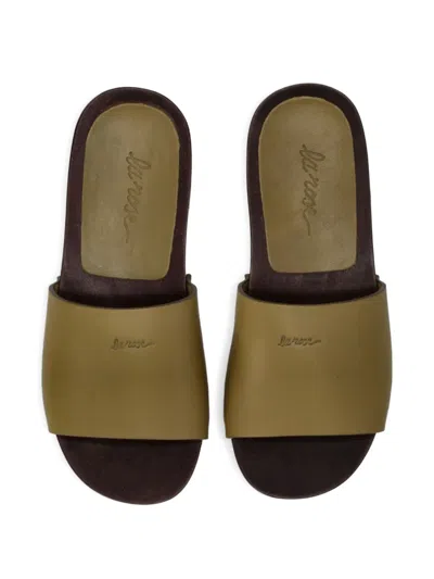 La Rose Studded Leather Clogs In Green