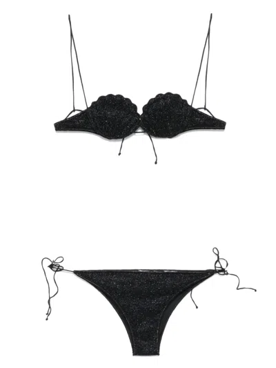 Oseree Lumière Shell Bikini Set In Black