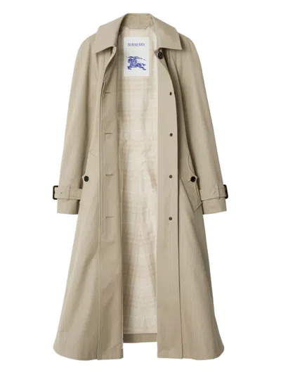 Burberry Long Gabardine Ellingham Fit-and-flare Car Coat In Neutral