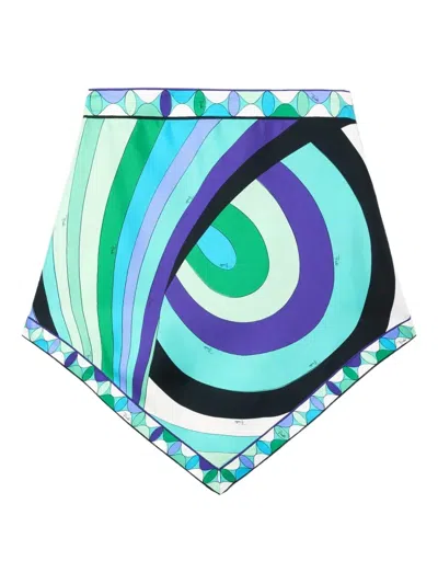 Pucci Abstract-print Asymmetric Mini Skirt In Blue