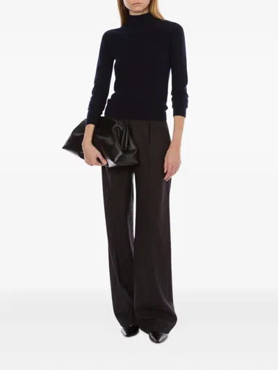 Alberta Ferretti Mock Neck Long Sleeve Knitwear With Buttons In Black