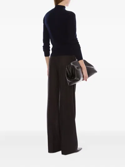 Alberta Ferretti Mock Neck Long Sleeve Knitwear With Buttons In Black