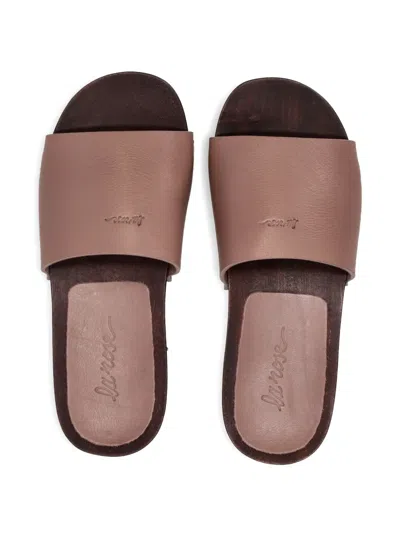 La Rose Studded Leather Clogs In Pink