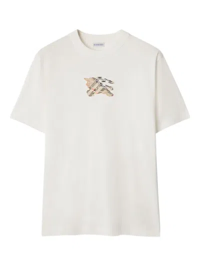 Burberry Equestrian Knight Design Cotton T-shirt In White