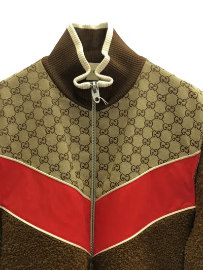 Pre-owned Gucci 2010s Gg-pattern Fleece-panelled Jacket In Brown