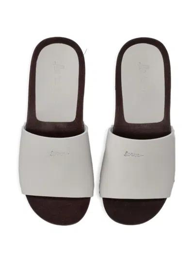 La Rose Studded Leather Clogs In White