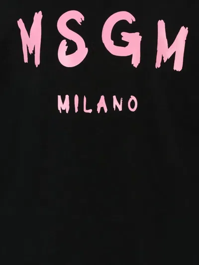 Msgm Long-sleeve Logo-print T-shirt In Black