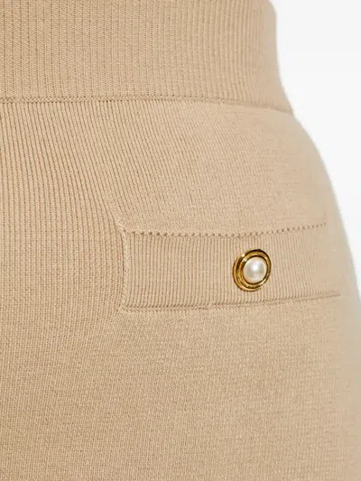 Alessandra Rich Cotton And Cashmere Pencil Skirt In Brown