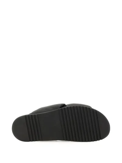 Rick Owens Twisted Design Lamb Leather Slides In Black