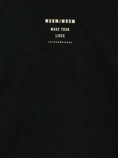 Msgm Crew-neck Logo-print Sweatshirt In Black