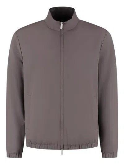 Marco Pescarolo High-neck Zip-front Jacket In Brown