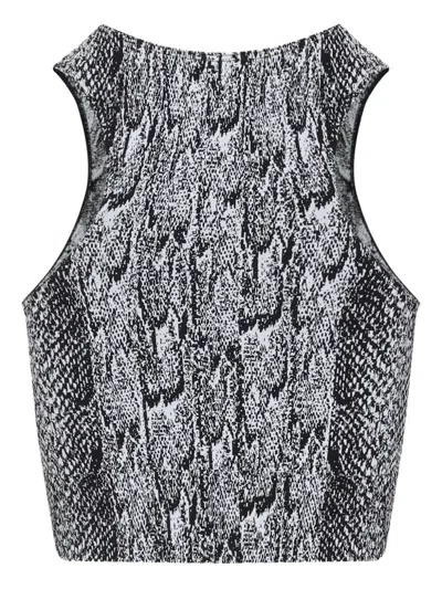 Wolford Seamless Python-print Crop Top In Black