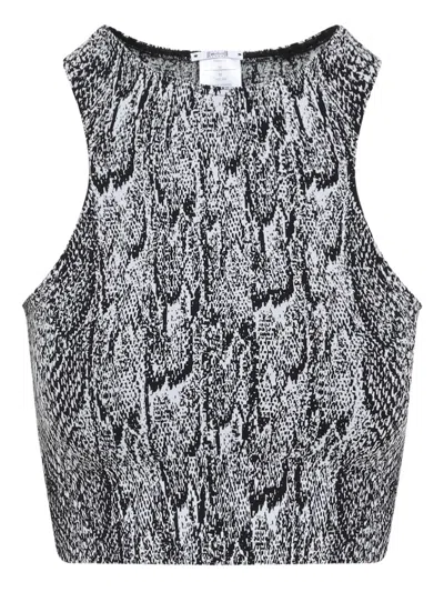 Wolford Seamless Python-print Crop Top In Black