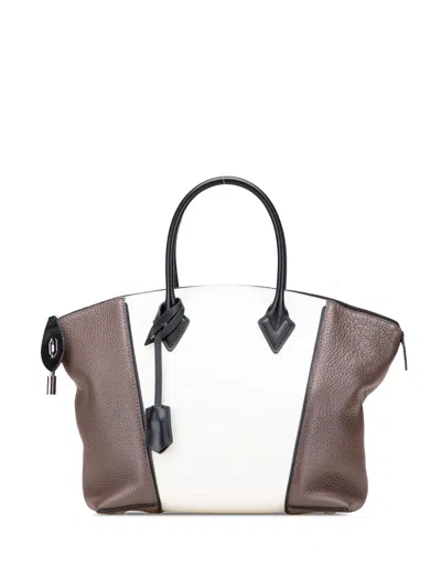 Pre-owned Louis Vuitton 2016 Bicolor Taurillon Cuir Soft Lockit Pm Satchel In Brown