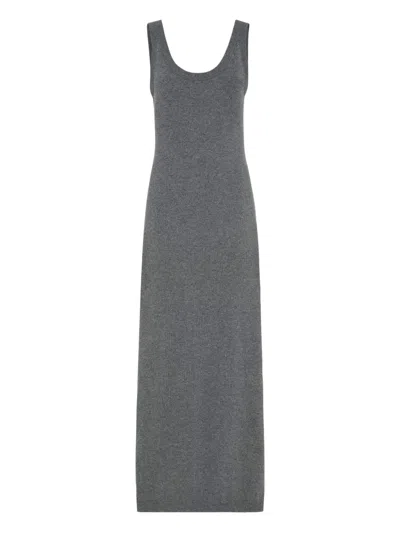 Brunello Cucinelli Round-neck Knit Dress In Gray